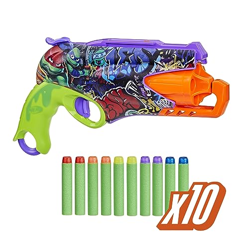 NERF Teenage Mutant Ninja Turtles Blaster, 10 Elite Darts, Toy Foam Blasters, Ages 8 and Up