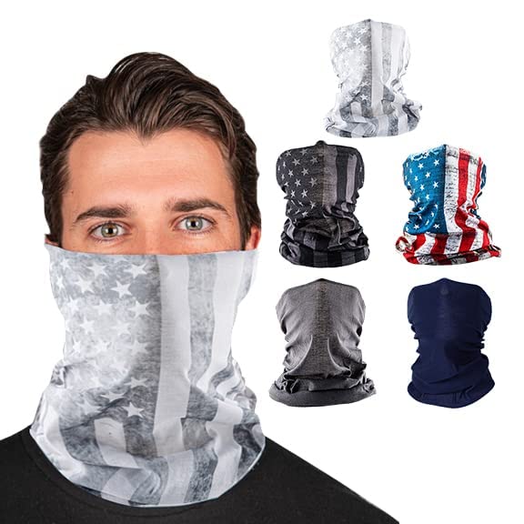 S A Company 5-Pack UV Face Shield | UV 30+ Multipurpose Neck Gaiter Balaclava for Adults