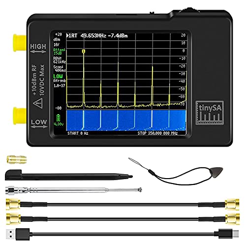 Portable tinysa Spectrum Analyzer - AURSINC V0.3.1 Hand Held Frequency Analyzer | 100kHz to 960MHz MF/HF/VHF UHF Input | ESD Protected Function & 2.8 inch Touchscreen | Signal Generator