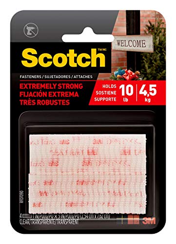 Scotch Extreme Interlocking Fasteners, 4 Strips, 1' x 3', Delivers Powerful Bond on Contact, Weather, Dirt & UV Resistant, 1 Set Holds 2 lbs., Designed With Reclosable Dual-Lock Technology (RFD7090)