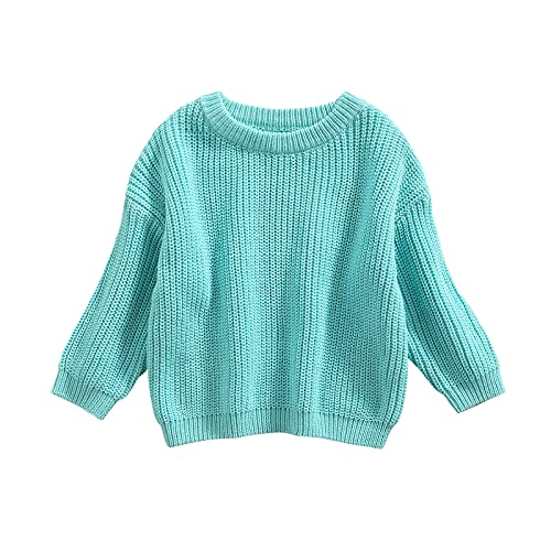 Autumn Winter Warm Outfits Baby Girl Cute Long Sleeve Knitted Sweater Pullover Top (Light Blue,18-24 Months)