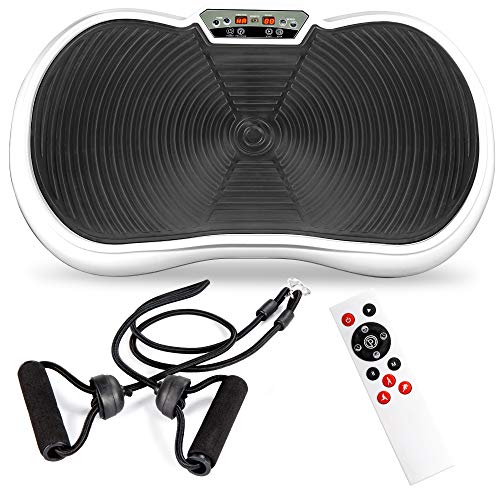 Best Choice Products Vibration Plate Exercise Machine Full Body Fitness Platform for Weight Loss & Toning w/ Resistance Bands, 10 Preset Workouts, Remote Control - White