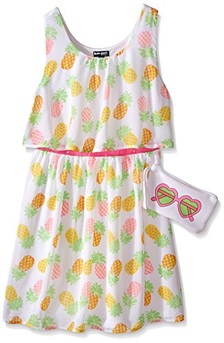 Big Girls South Beach Sunshine Chiffon Dress with Bag White Small/7/8
