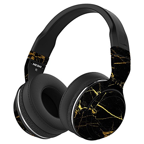 MightySkins Skin Compatible with Skullcandy Hesh 2 Wireless Headphones - Black Gold Marble | Protective, Durable, and Unique Vinyl wrap Cover | Easy to Apply, Remove | Made in The USA