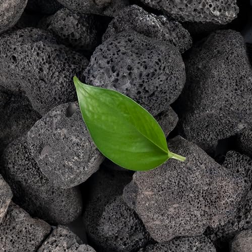 10 Lbs Black Large Lava Rock for Fire Pit, 2-4inch, Fits for Propane, Garden Landscaping, Outdoor Gas Fireplace, Flower Beds, Come with Gloves