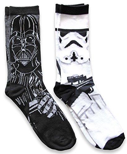 Hyp Star Wars Darth Vader/Stormtrooper Men's Casual Crew Socks 2 Pair Pack Shoe Size 6-12