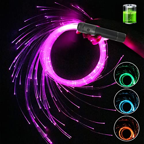 AMKI 6ft Rechargeable LED Fiber Optic Whip,360° Swivel 36 Mode Effects Super Bright Light Up Dance Whip Rave Toy Great for Raves Parties,Light Shows,EDM Pixel Whip Flow Lace Dance Festival