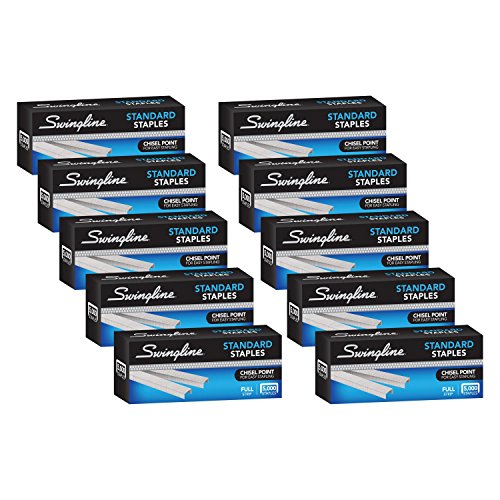 Swingline Staples, 10 Pack, Standard Staples for Desktop Staplers, 1/4' Length, 210/Strip, 5000/Box (35111)