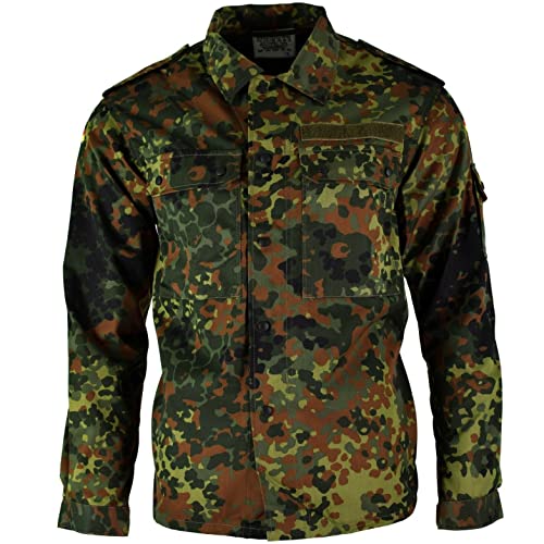 Original German Army Jacket Zipped Fleck-tarn Camouflage Tactical Combat BW Military Issue Field Shirt (XL Short)