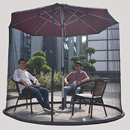 HFJKD Patio Umbrella Cover Mosquito Netting Screen for Patio Table Umbrella, Outdoor Canopy Cover, with Zipper and Ballast - Black (10ft)
