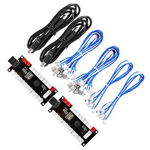 Guwarry 2-Player Zero Delay USB Encoder PC to HAPP Joysticks/HAPP Arcade Buttons for PC, MAME, Raspberry Pi, Arcade1Up - Three 5V Power Output for led Joysticks/LED Daisy Chain/LED Arcade Buttons