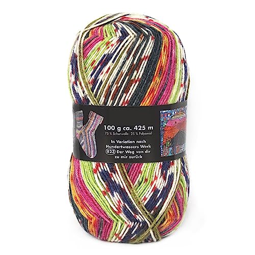 Yarn Ave Opal 4ply Sock Yarn According to Hundertwasser Collection, 75% Wool 25% Polyamide Space Dyed Colourful Yarn for Knitting&Crocheting 100g/3.53oz (#2107)