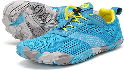 Joomra Womens Barefoot Road Running Shoes Size 8.5 Minimalist Wide Camping Zero Drop Athletic Hiking Trekking 5 Toes Sneakers Workout Five Fingers Footwear Blue 39