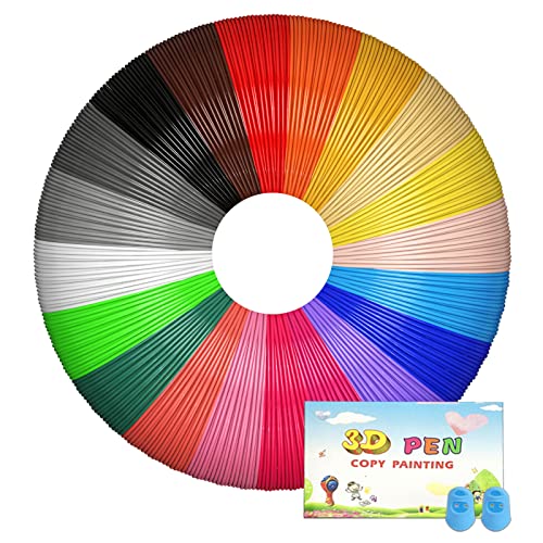 YEETIN 3D Pen Filament Refills 20 Colors, 13 ft per Color Total 260 ft, 1.75 mm Filament Compatible with SCRIB3D MYNT3D 3D Pen Comes with 2 Finger Caps & 3D Pen Template Book [3D Pen NOT Include]