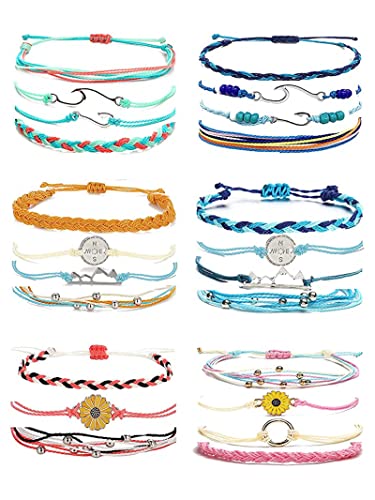 Dcfywl731 16Pcs String Wave Bracelet for Teen Girl Gifts Trendy Stuff Christmas Gifts Colorful Handmade Braided Rope Friendship Bracelets Boho Surfer Bracelet for Teen Girls Summer Beach Bracelets Anklets Jewelry Christmas Gifts 2023(F)