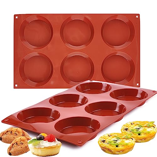 JOERSH 2-PK Silicone Egg Molds Non-Stick 3' Round Muffin Top Baking Pans, Egg Molds for Breakfast Sandwiches, Corn Breads, Whoopie Pies, Shortcakes