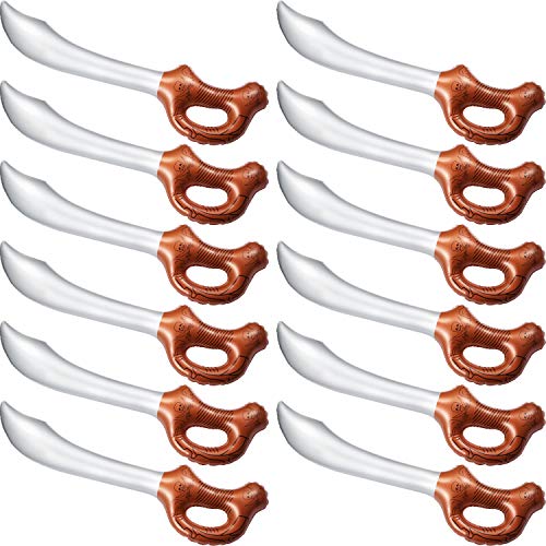 Boao 12 Pieces Inflatable Pirates Sword Blow up Pirates Sword for Kids Birthday Party Supplies Cosplay Toys Stage Props Summer Pool Swimming Party Water Toy