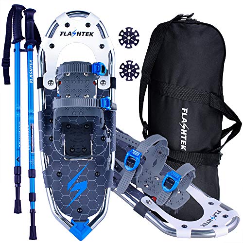 FLASHTEK 21/25/30 Inches Light Weight Snowshoes for Women Men Youth Kids, Aluminum Terrain Snow Shoes. (25', Honeycomb Gray)