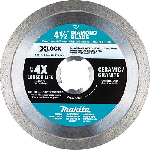 Makita X-Lock 4-1/2In Continuous Rim Diamond Blade For Ceramic And Granite Cutting