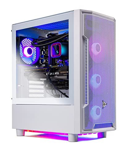 Skytech Gaming Archangel Gaming PC Desktop – Intel Core i7 12700F 2.1 GHz, NVIDIA RTX 4060 Ti, 1TB NVME SSD, 16GB DDR4 RAM 3200, 600W Gold PSU, 240mm AIO, 11AC Wi-Fi, Windows 11 Home 64-bit,White