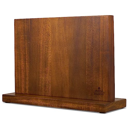 ENOKING Magnetic Knife Block Kitchen Knife Holder Without Knives- Natural Acacia Universal Knife Storage Organizer with Powerful Magnets for Kitchen Counter