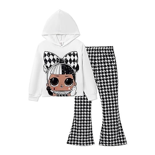 L.O.L. Surprise! Girls Clothes Hoodie and Pant Long Sleeve Stars Print Sweatshirt Leggings Girls Outfits Sets 2Pcs White 6-7 Years