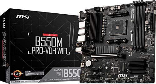 MSI B550M PRO-VDH WiFi ProSeries Motherboard (AMD Ryzen 5000, AM4, DDR4, PCIe 4.0, SATA 6Gb/s, M.2, USB 3.2 Gen 1, Wi-Fi, Bluetooth, D-SUB/HDMI/DP, Micro-ATX)