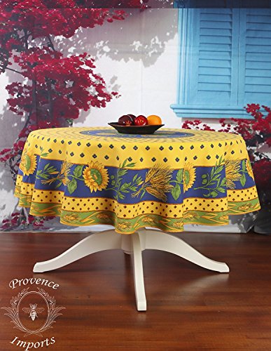 Tournesol Yellow 70' Round French Provencal Polyester Tablecloth