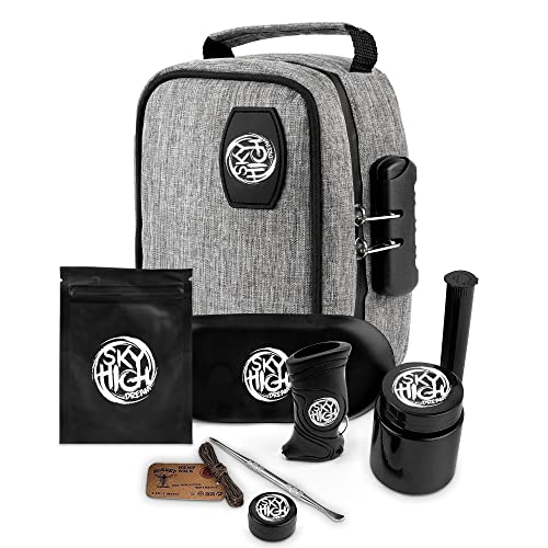 Sky High Dream Stash Pouch with Combination Lock - Portable Storage Case for Accessories - Includes Easy Grip Handle, Storage Jar and Tube, Tray, Resealable Bag, and More