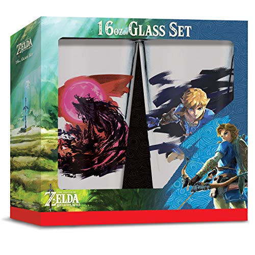 Controller Gear Legend of Zelda pint Glasses 16 oz - Calamity Ganon and Link, Set of 2