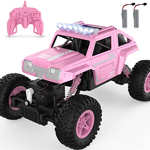 NQD RC Cars,Remote Control Car 1:14 Off Road Monster Truck,4WD All Terrains RC Rock Crawler with LED Headlight,2.4Ghz Hobby RC Trucks with Light Spary,Rechargeable Electric Toy for Boys & Girls