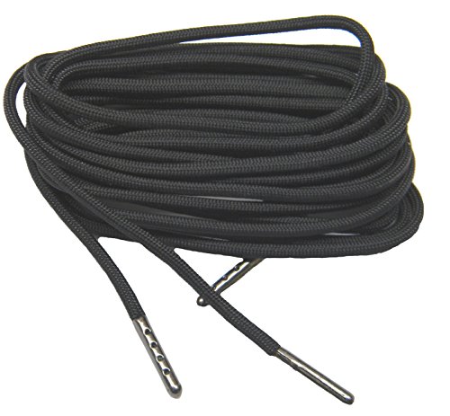 Coal Black 550 Paracord with Black Steel Tips Shoelaces Boot Laces Strongest Laces Available - (1 Pair Pack) (87 Inch 220 cm)