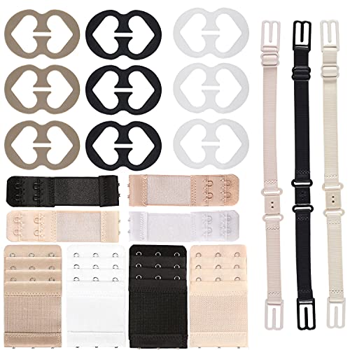 Thsinde Bra Strap Clips, Bra Clips Bra Straps Holder and Bra Extenders Women’s Black,White,Beige for Full Cup Size
