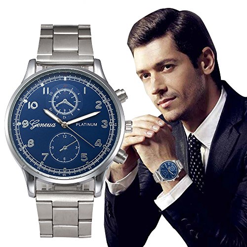 Bokeley Men's Watch, Watch Luxury Quartz Crystal Sport Stainless Steel Wrist Watch Men (Blue 3)