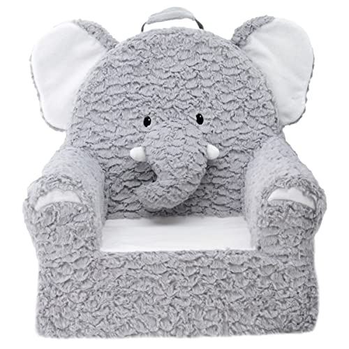 Soft Landing Sweet Seats, Premium and Comfy Toddler Lounge Chair with Carrying Handle & Side Pockets – Elephant , Grey