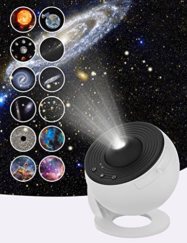 VanSmaGo 12 in 1 Planetarium Galaxy Star Projector for Bedroom Decor, 360° Rotating Nebula Projector Lamp, Timed Starry Night Light Projector for Kids,Home Theater, Ceiling, Room Decoration