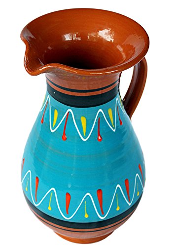 Cactus Canyon Ceramics Spanish Terracotta 2 Quart Pitcher, Blue