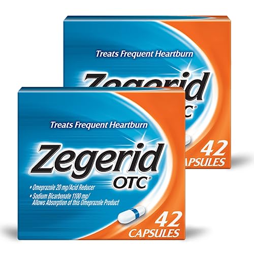 Zegerid OTC, Omeprazole plus Sodium Bicarbonate, 24 Hour, Proton Pump Inhibitor (PPI), Heartburn Medicine, Acid Reducer, Two 42ct Cartons