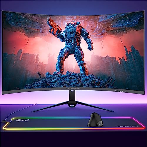 memzuoix 27 inch Curved Gaming Monitor 165Hz +RGB Mouse Pad + Wireless Ergonomic Mouse