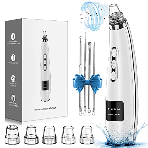 Newest Blackhead Remover Pore Vacuum,Upgraded Facial Pore Cleaner,Electric Comedone Whitehead Extractor Tool-5 Suction Power,5 Probes,USB Rechargeable Blackhead Vacuum Kit for Women & Men