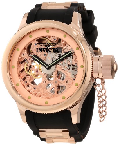Invicta Men's 1244 Russian Diver Quinotaur Mechanical Rose Gold Tone Skeleton Dial Watch