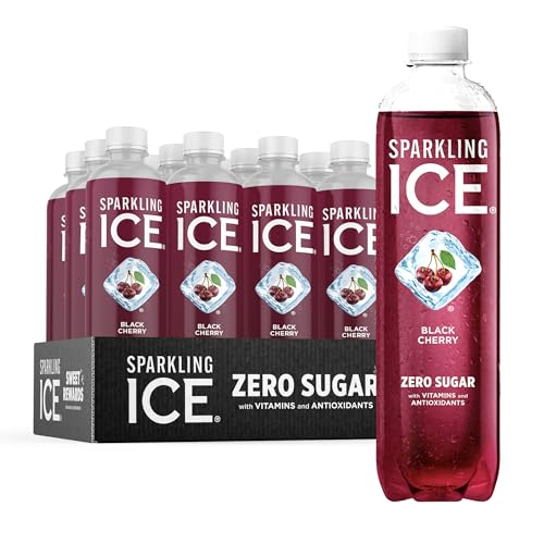 Sparkling Ice, Black Cherry Sparkling Water, Zero Sugar Flavored Water, with Vitamins and Antioxidants, Low Calorie Beverage, 17 fl oz Bottles (Pack of 12)
