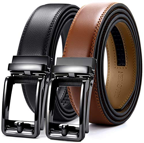 CHAOREN Click Belt for men - Mens Leather Belt 1 3/8' for Dress and Casual - Micro Adjustable Belt Fit Everywhere