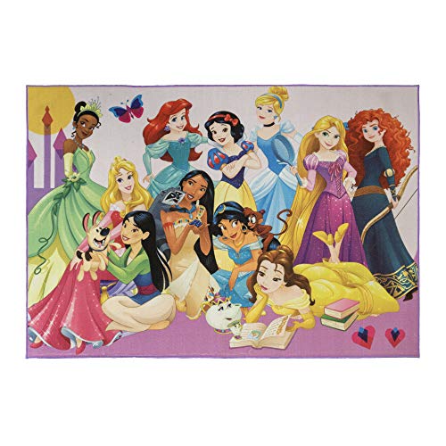 Gertmenian Disney Princess Rug Girls Bedroom Decor Kids Playroom & Game Room Carpet 5x7 Standard, Multi-color, 21275