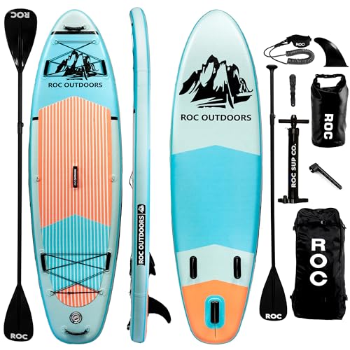 Roc Inflatable Stand Up Paddle Boards 10 ft 6 in with Premium SUP Paddle Board Accessories, Wide Stable Design, Non-Slip Comfort Deck for Youth & Adults (Cloud, 10 Ft 6 in)