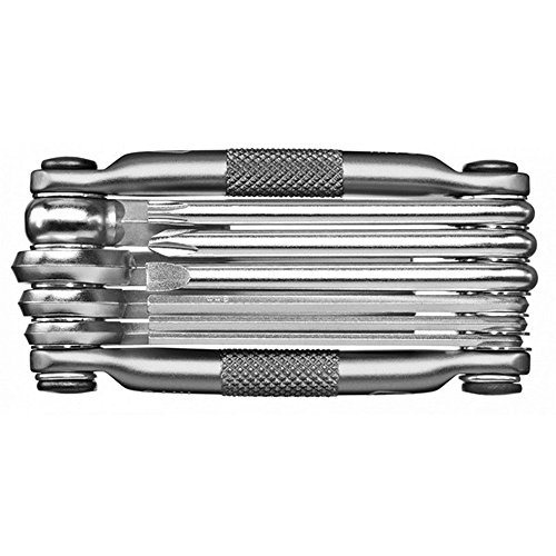 Crankbrothers Multi Tool M 10 Bike Tool - MTB Multi-Tool Nickel - 10 bicycle tools (10 in 1 tool), ergonomic and lightweight
