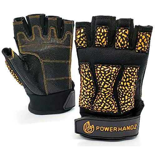POWERHANDZ POWERFIT Weighted Training Gloves for Men and Women Weightlifting, Gym, Fitness Training -Fingerless, Non Slip, Gel Grip - XX-Large- 1.0 lb