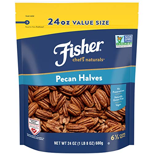 Fisher Chef's Naturals Pecan Halves 24oz (Pack of 1), Unsalted Raw Nuts for Cooking, Baking & Snacking, Vegan Protein, Keto Snack, Gluten Free