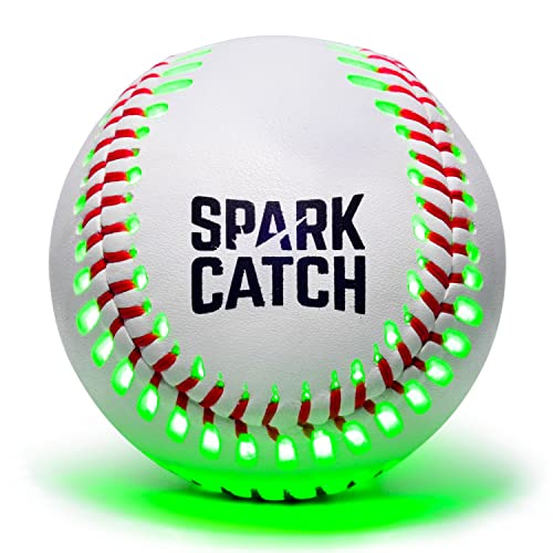 SPARK CATCH Light Up Baseball, Glow in The Dark , Perfect Gifts for Boys, Girls, and Players, Official Size and Weight with Genuine Leather (Neon Green)