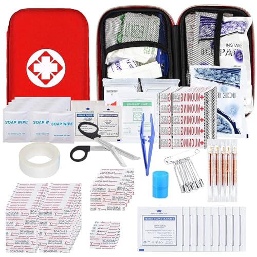 275Pcs Travel First Aid Kits for Car Emergency Preparedness Items Urgent Accident Essentials Kit Survival Gear Equipment for Sports, College Dorm Student, Home, Boat, Red YIDERBO